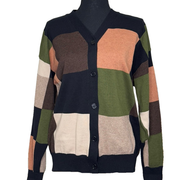 checkered multicoloured sweater cardigan - Picture 5 of 10